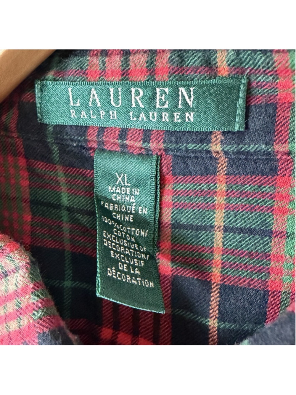 Lauren Ralph Lauren Shirt Red Tartan Plaid Button Up XL Gingham Preppy Logo - Picture 6 of 9
